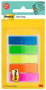 3M Bandes adhésives Post-it Index, 11,9 x 43,2 mm, dévidoir