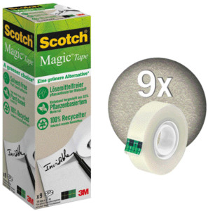 3M Scotch Magic ruban adhésif 900, 19 mm x 33 m, paquet de 9