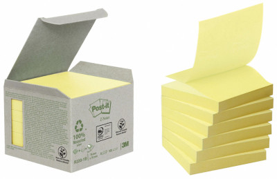 Post-it bloc-notes adhésifs recyclé Z-Notes, 70 x 70 m, jaun