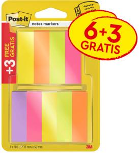 Post-it marque-pages en papier, 15 x 50 mm, couleurs néon