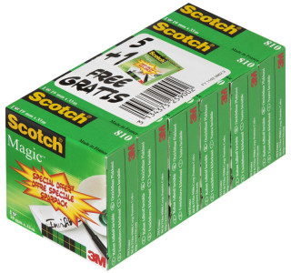 3M Scotch Ruban adhésif Magic 810, 19 mm x 33 m, 6 + 2 GRATU