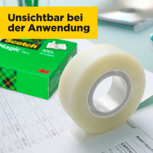 3M Scotch Ruban adhésif Magic 810, 19 mm x 33 m, 10+4 GRATUI