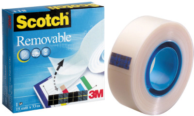 3M Scotch Magic ruban adhésif 811, détachable, 19 mm x 33 m