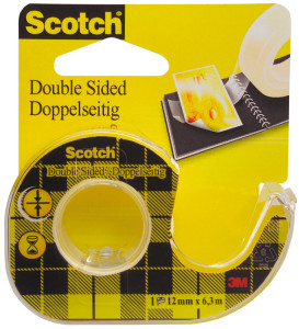 3M Scotch Ruban adhésif double face 665, 12 mm x 6,3 m,