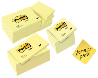 Post-it Notes notes adhésives, 76 x 76 mm, jaune, 5+1GRATUIT