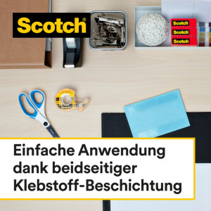 3M Scotch Ruban adhésif double face 665, 12 mm x 6,3 m