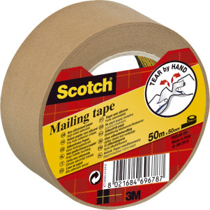 3M Scotch ruban adhésif d'emballage P5050, papier, marron,
