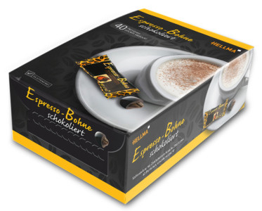 HELLMA Grains espresso enrobés de chocolat noir, boîte de