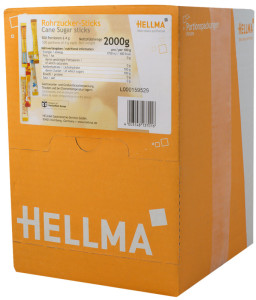 HELLMA Sticks de sucre roux, dans un présentoir en carton