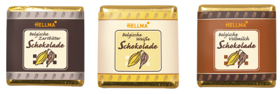 HELLMA Tablettes de chocolat belges, dans une boîte ronde