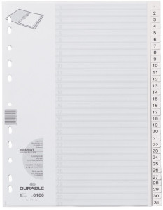 DURABLE intercalaire en plastique, numérique, A4, 31 touches