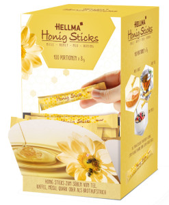 HELLMA Stick de miel, dans un présentoir en carton
