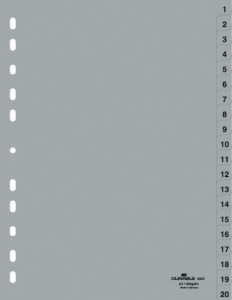 DURABLE registre en plastique, chiffres, A4, 52 pièces, 1-52