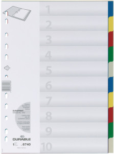 DURABLE Intercalaire plastique, format A4, PP, 5 positions