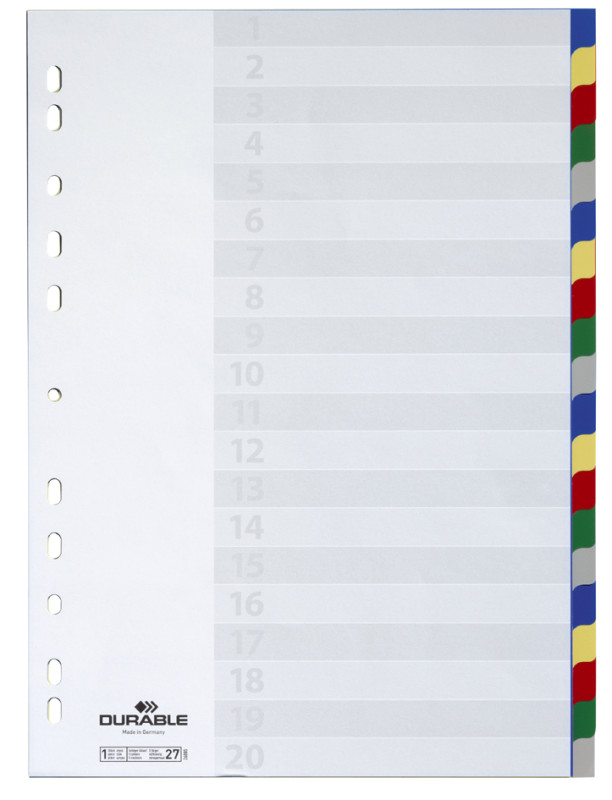 DURABLE Intercalaire plastique, format A4, PP, 5 positions