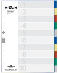 DURABLE intercalaire plastique, format A4, PP, 10 positions