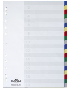 DURABLE Intercalaire plastique, format A4, PP, 20 positions