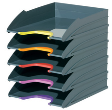 DURABLE Set de bac à courrier VARICOLOR, gris / couleurs