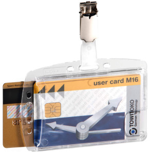 DURABLE double porte-badges avec clip, transparent,