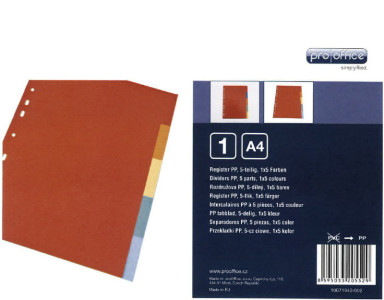 proOFFICE Intercalaire en plastique, uni, A4, 10 touches
