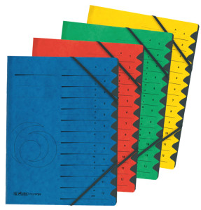 herlitz trieur easyorga,A4, carton, 12 compartiments, jaune
