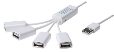 DIGITUS Hub USB 2.0 à câble, 4 ports, blanc