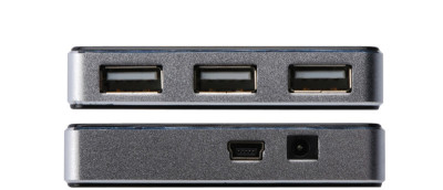 DIGITUS Mini hub USB 2.0, 4 ports, argenté, bloc d'alimenta-