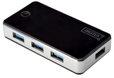 DIGITUS  Hub USB 3.0, 4 ports, noir, bloc d'alimentation