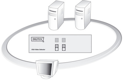 DIGITUS VGA Switch, 2 fois, 250 MHz, un boîtier métallique, noir