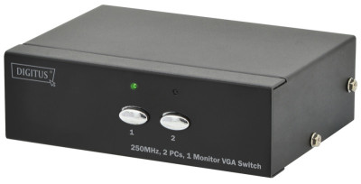 DIGITUS VGA Switch, 2 fois, 250 MHz, un boîtier métallique, noir