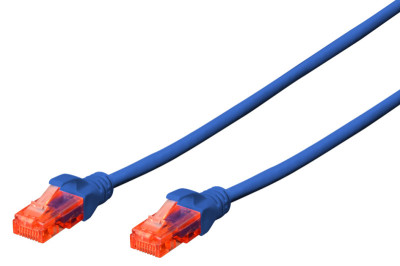 DIGITUS Câble patch, Cat. 6, U/UTP, 0,5 m, bleu