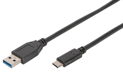 DIGITUS câble USB 3.0, USB-C - USB-A bouchon, 1,0 m