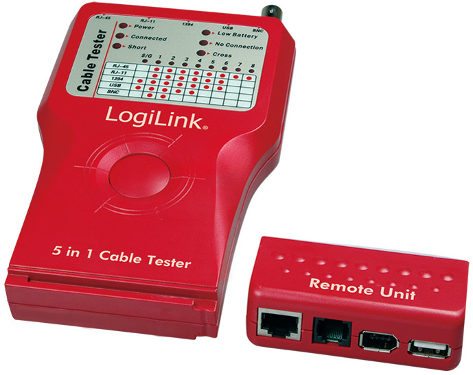 LogiLink Testeur de câble  5 en 1, avec une unité émettrice