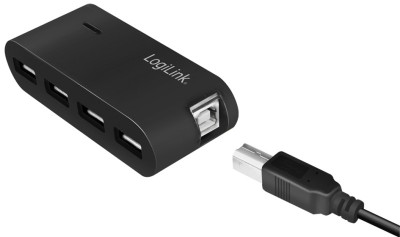 LogiLink Hub USB 2.0 avec bloc d'alimentation, 4 ports, noir