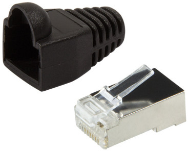 LogiLink Connecteur mâle RJ45, Cat.5e, gris, avec manchon de