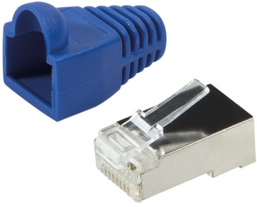 LogiLink Connecteur mâle RJ45, Cat.5e, gris, avec manchon de