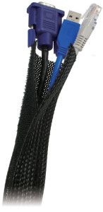 LogiLink Gaine pour câble, en tissu, noir, 1,80 m