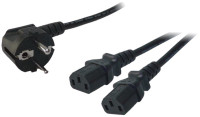 Câble d'alimentation en Y LogiLink, 1 contact de protection - 2 IEC