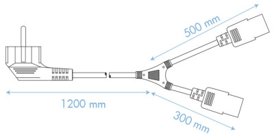 LogiLink Y-Stromkabel, 1x Schutzkontakt - 2x Kaltgeräte-