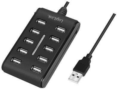 LogiLink Hub USB 2.0, 10 ports, avec interrupteur, noir