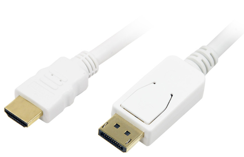 LogiLink Câble HDMI - DisplayPort, 2,0 m, blanc