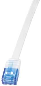 LogiLink Câble patch plat U/UTP, Cat. 5e, 2,0 m, blanc