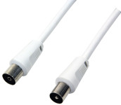 LogiLink Câble d'antenne, mâle - femelle, blanc, 2,5 m