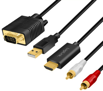 LogiLink Convertisseur HDMI vers VGA/audio, 2 m, noir