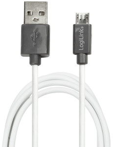 LogiLink Câble USB 2.0, USB A - micro USB B mâle, 1,8 m