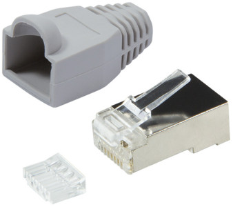 LogiLink Connecteur mâle RJ45, Cat.6, blindé, gris