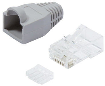 LogiLink Connecteur mâle RJ45, Cat.6, non blindé, gris