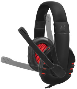LogiLink Casque audio USB, avec microphone, noir-rouge