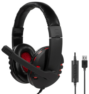 LogiLink Casque audio USB, avec microphone, noir-rouge