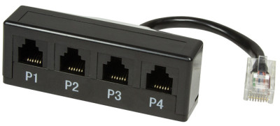LogiLink Splitter pour téléphone, 4 ports, couleur: noir
